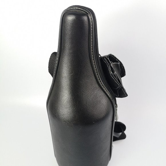 Caddy O Genuine Leather Wine Carrying Tote Case With Chiller / Zip Black Leather - Picture 7 of 10